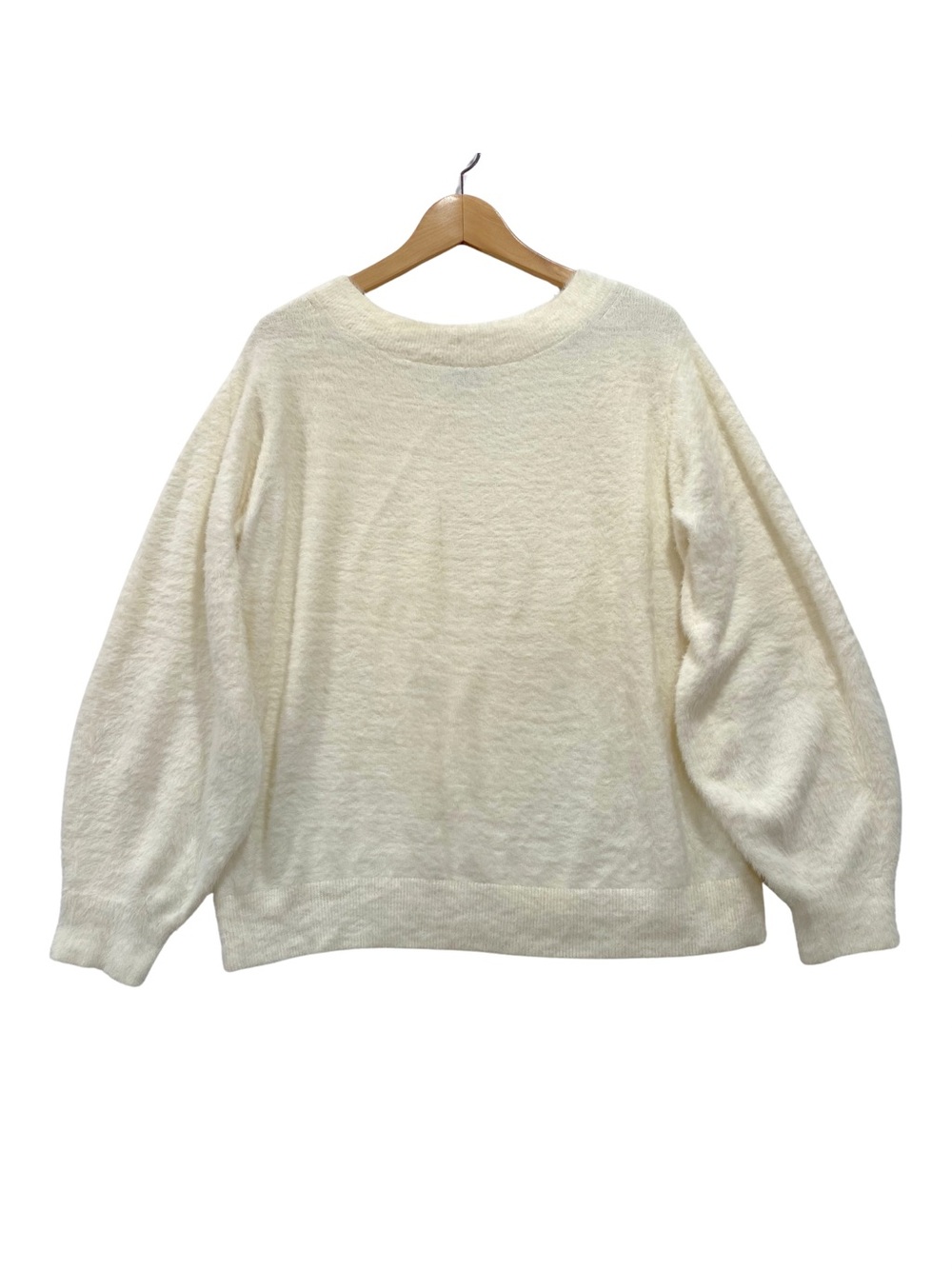 Banana Republic Cream Fuzzy Knit Crewneck Sweater Women’s M Nylon Cotton Blend